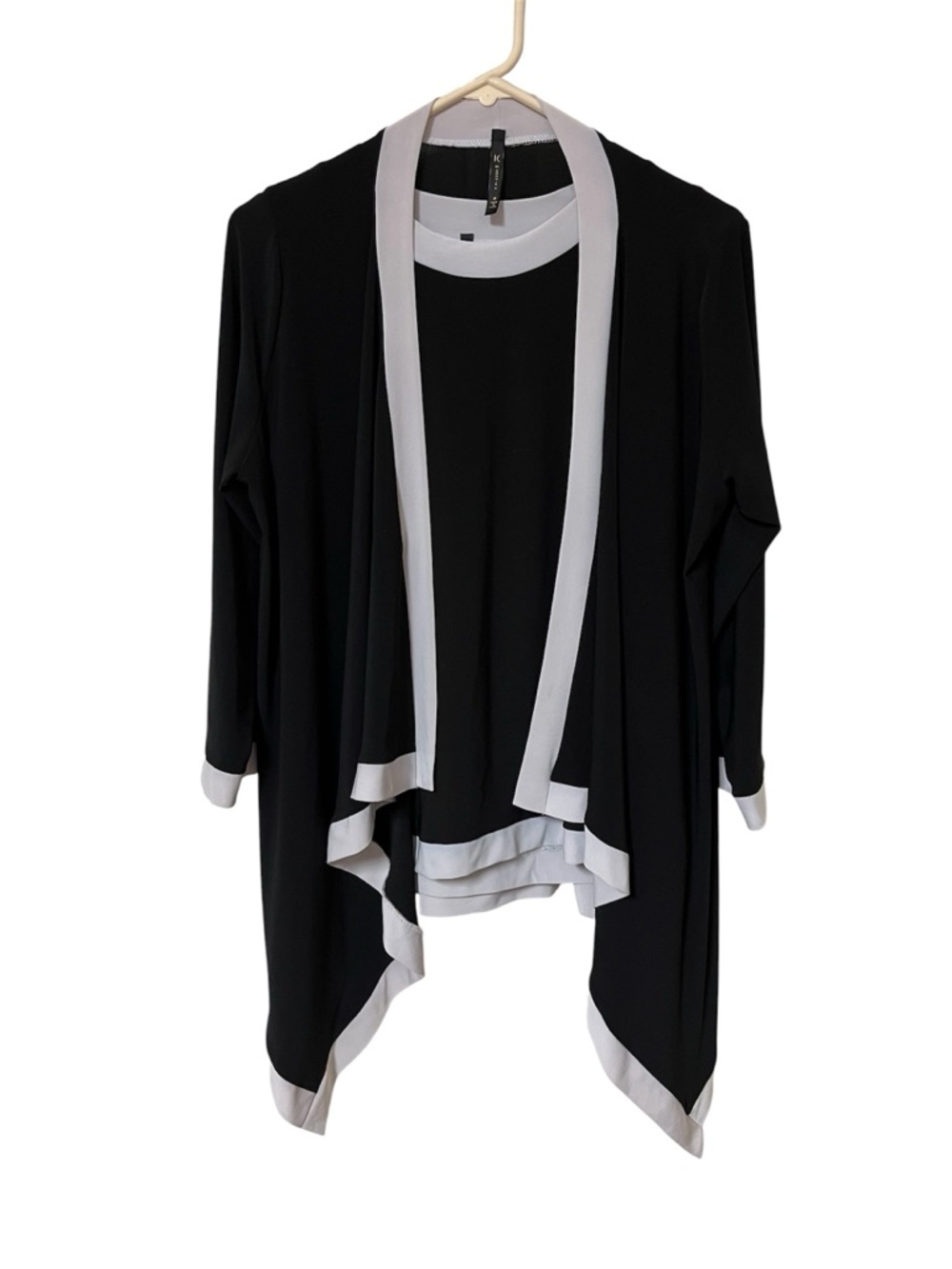 IC by Connie K Black Open Cardigan w/Matching Tank Top Size Medium Vintage USA